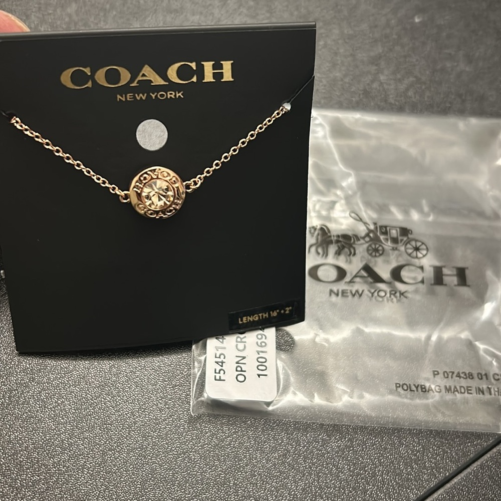 Coach Open Circle Stone Necklace Rose gold - Picture 2 of 2
